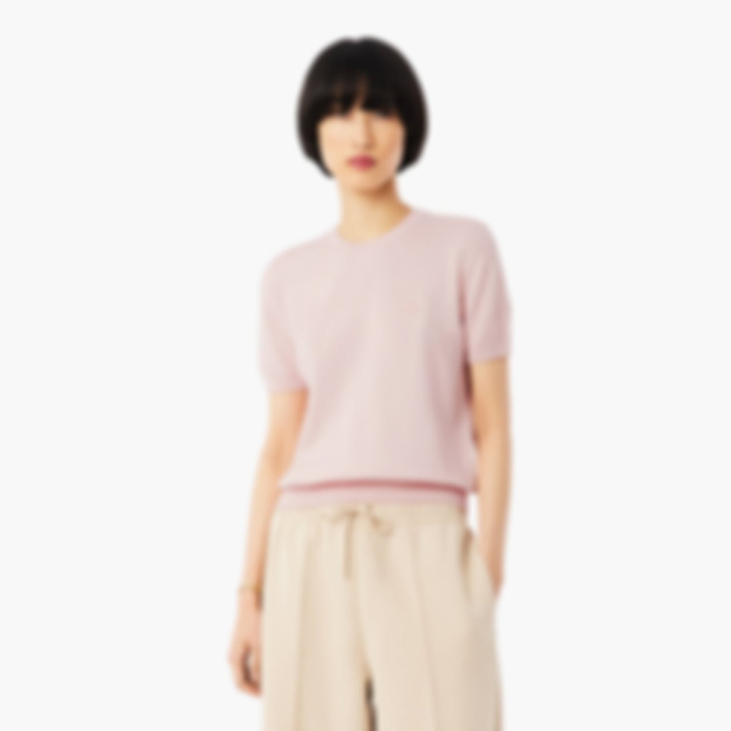 Short Sleeved 3D Knit Sweater - Light Pink