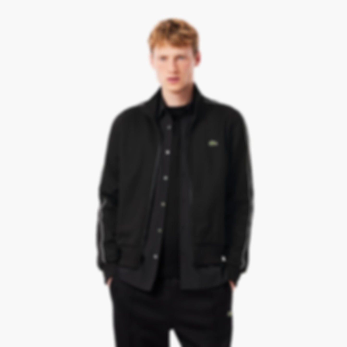 Men's Paris Piqué Zip-Up Track Jacket - Black