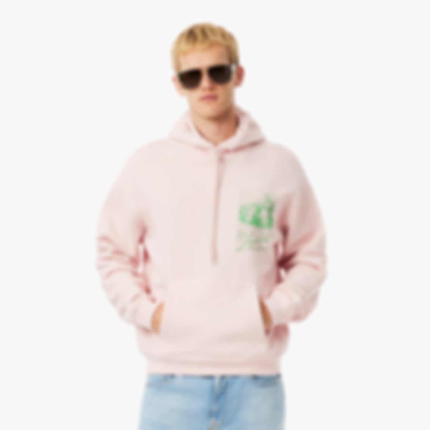 Men's Printed Fleece Hoodie - Light Pink