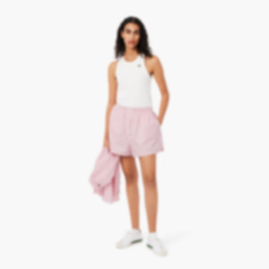 Women's Relaxed Fit Lightweight Striped Poplin Shorts - Pink / Light Pink / White