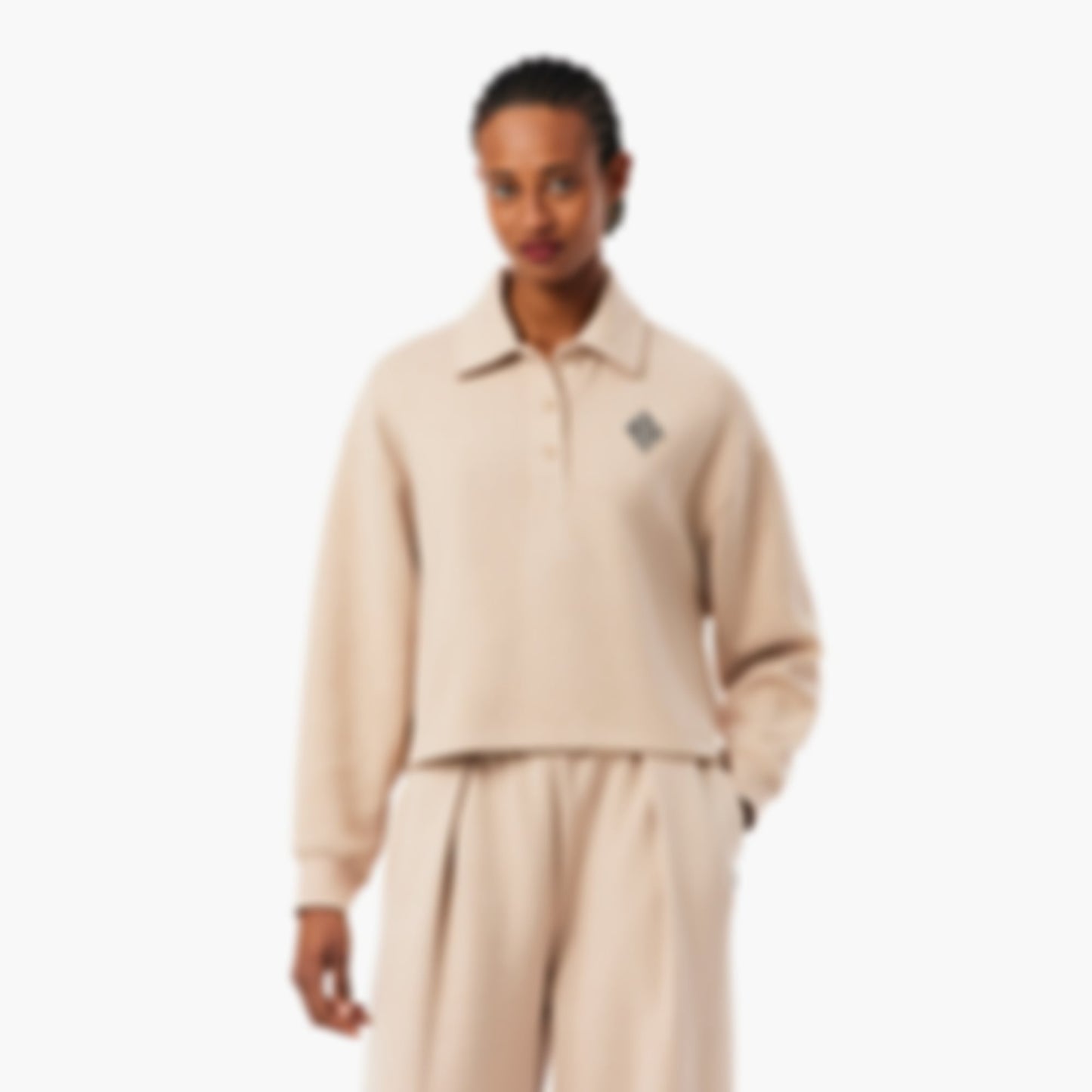Oversized Ribbed Polo Sweatshirt - Marron