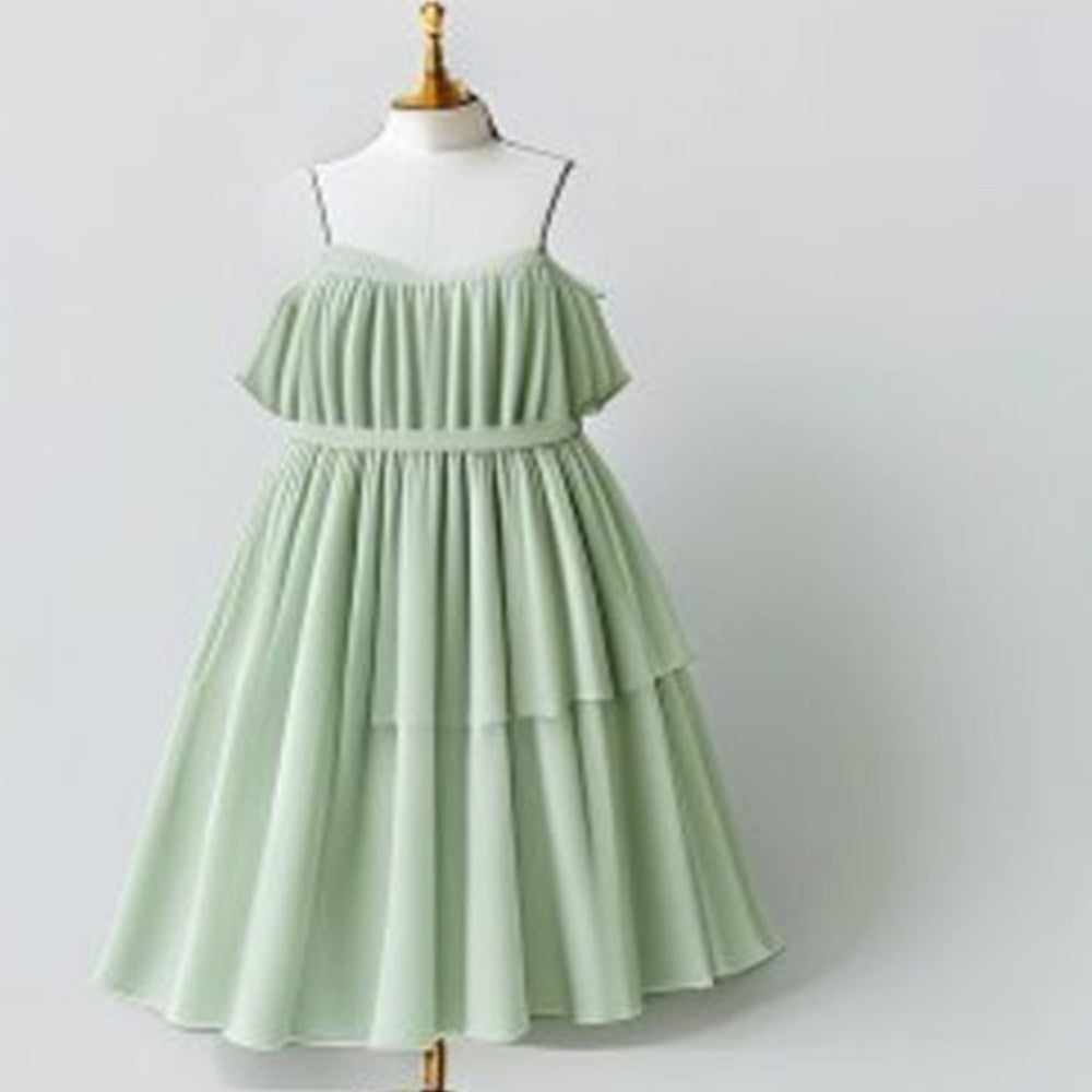 Sage Tiered Ruffle Maxi Dress - front view