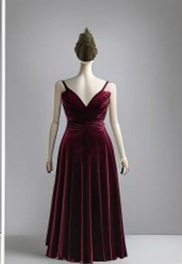 Burgundy Velvet Evening Gown - alternate angle