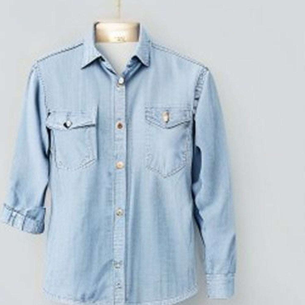 Denim Shirt Dress - front view