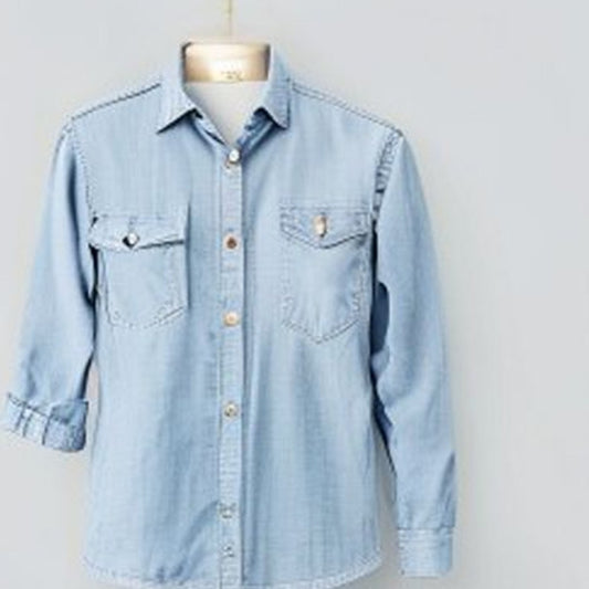 Denim Shirt Dress - front view